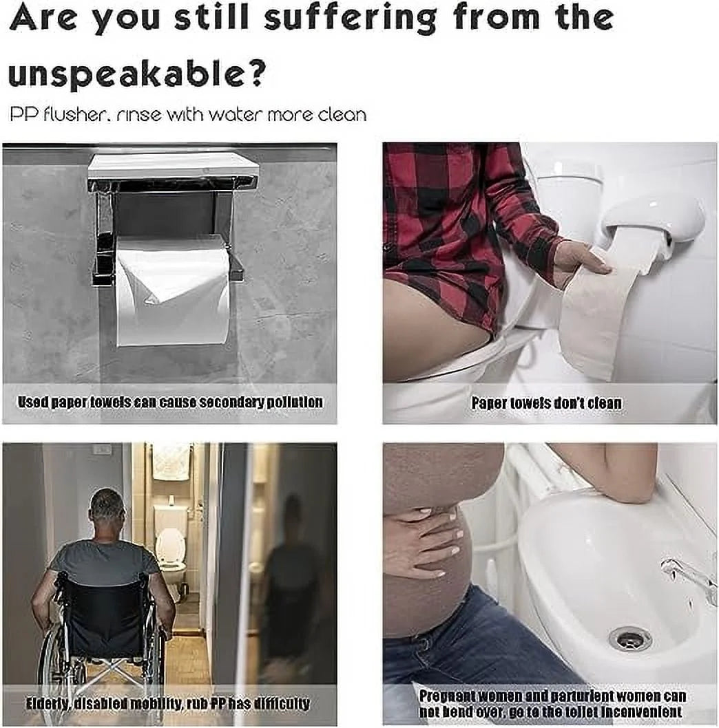 Non-Electric Bidet Attachment for Toilet Seat with Self-Cleaning Dual Nozzles, Adjustable Pressure Control