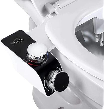 Non-Electric Bidet Attachment for Toilet Seat with Self-Cleaning Dual Nozzles, Adjustable Pressure Control